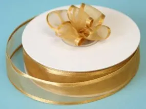 25 Yard 7/8" DIY Gold Organza Ribbon With Satin Edges For Craft Dress Wedding