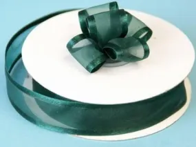 25 Yard 7/8" DIY Hunter Green Organza Ribbon With Satin Edges For Craft Dress Wedding