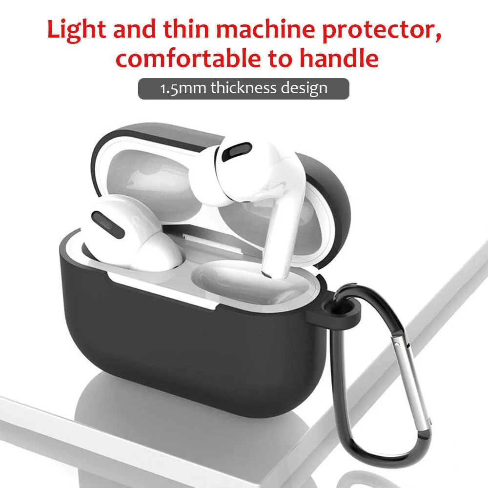 5 in1 Protective Case Compatible with Apple AirPods Pro Charging Case Silicone Cover   Watch Band Holder   Anti-lost Straps   Storage Bag   Hook Earphone Protector Accessories