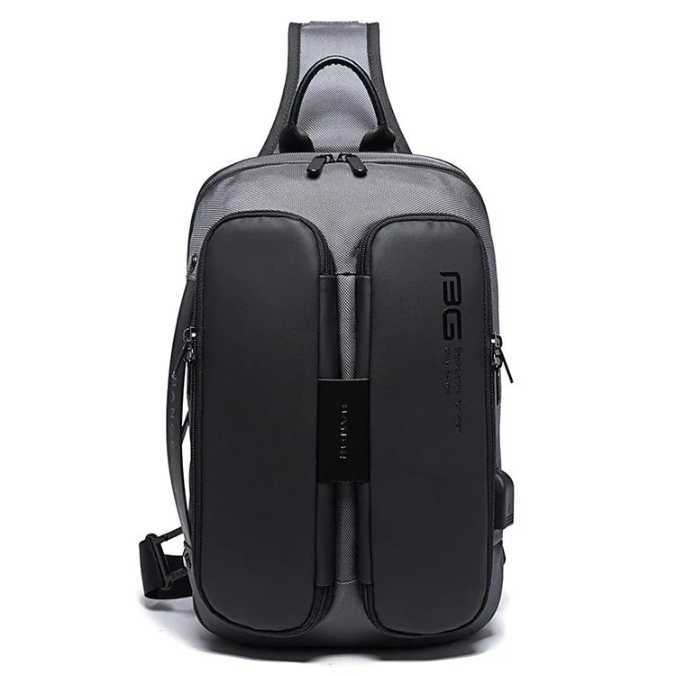 BANGE Fashion Casual Shoulder Bag Outdoor USB Chest Bag (Grey)