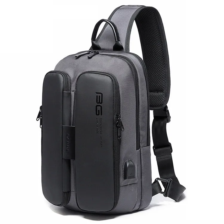 BANGE Fashion Casual Shoulder Bag Outdoor USB Chest Bag (Grey)