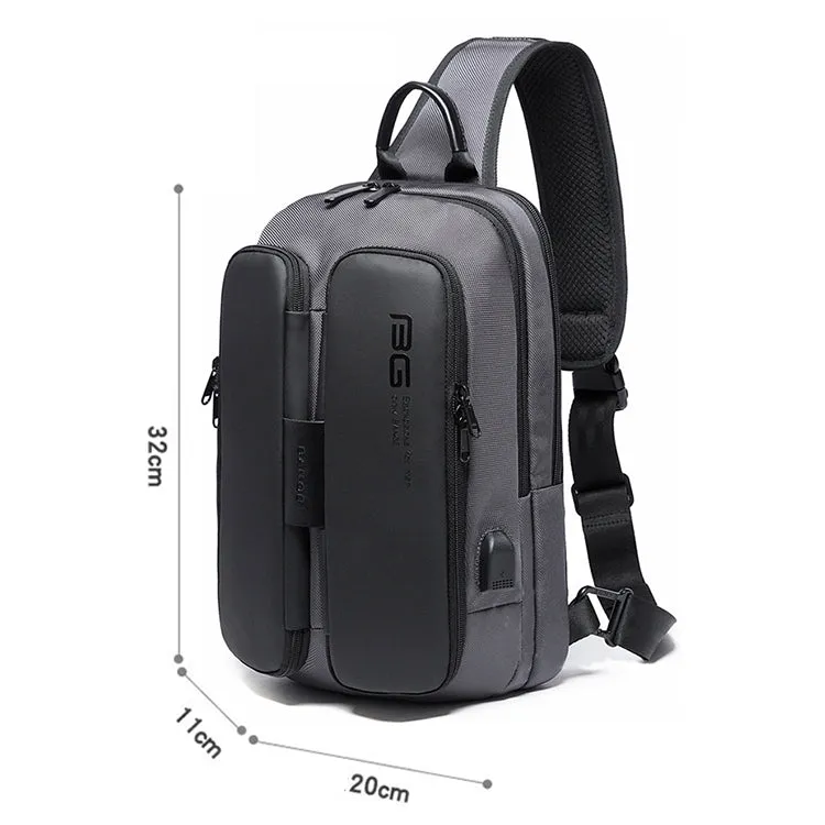 BANGE Fashion Casual Shoulder Bag Outdoor USB Chest Bag (Grey)