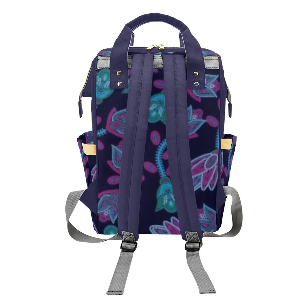 Beaded Blue Nouveau Multi-Function Diaper Backpack/Diaper Bag