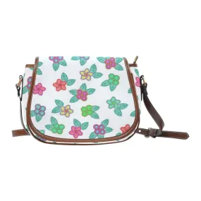 Berry Flowers White Saddle Bag/Large