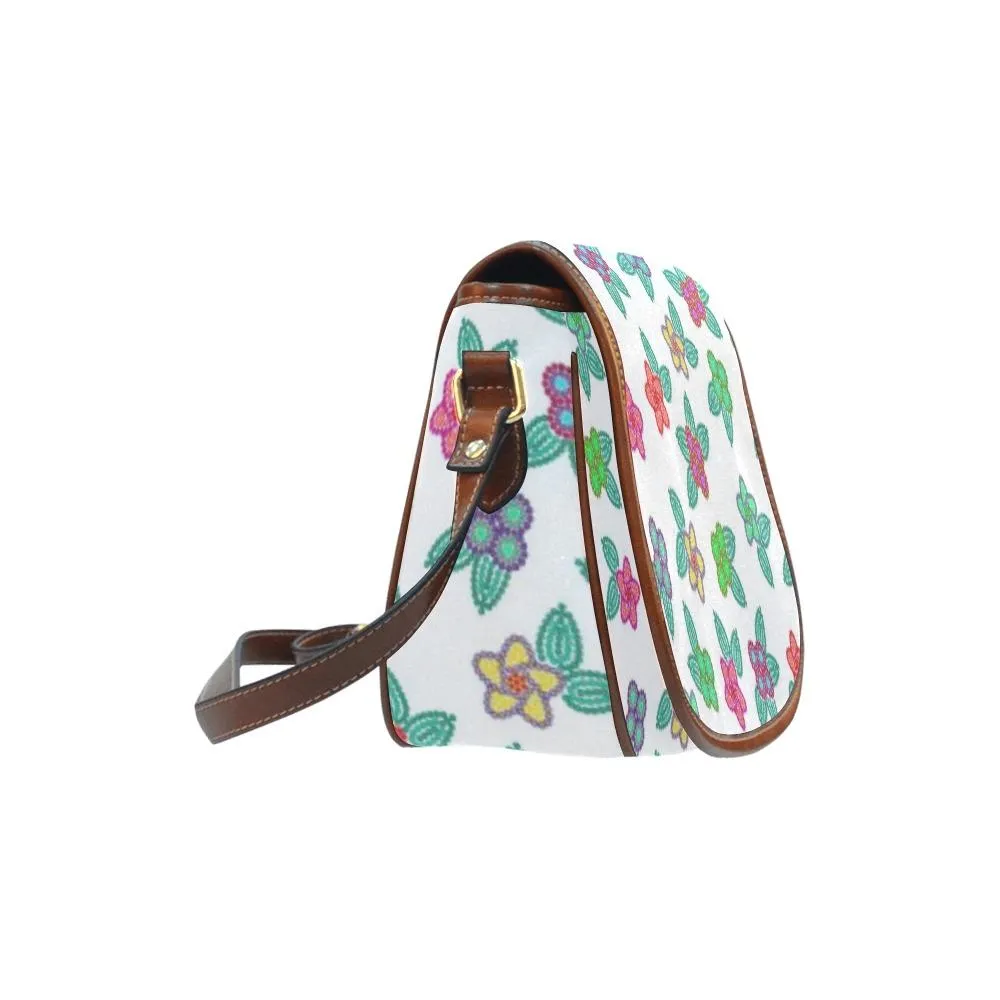 Berry Flowers White Saddle Bag/Large