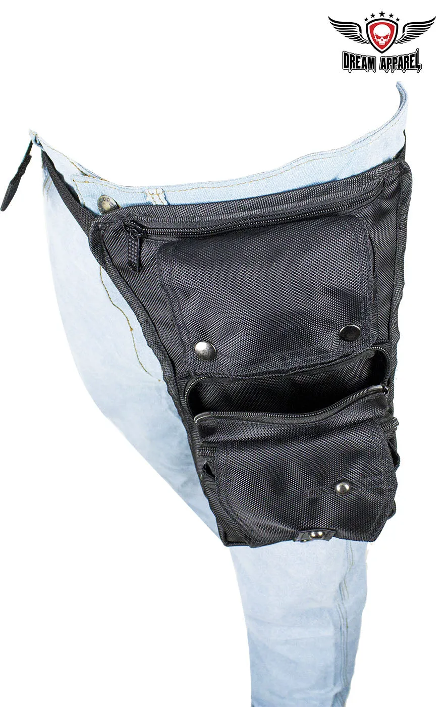 Black Textile Multi Pocket Thigh Bag with Gun Pocket