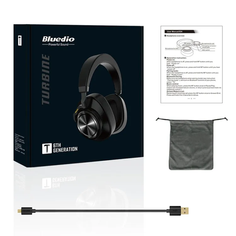 Bluedio T6 Bluetooth Version 5.0 Headset Bluetooth Headset(Black)