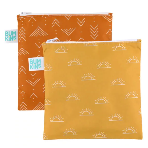 Bumkins Reusable LARGE Snack/Sandwich Bag - Twin Pack Boho