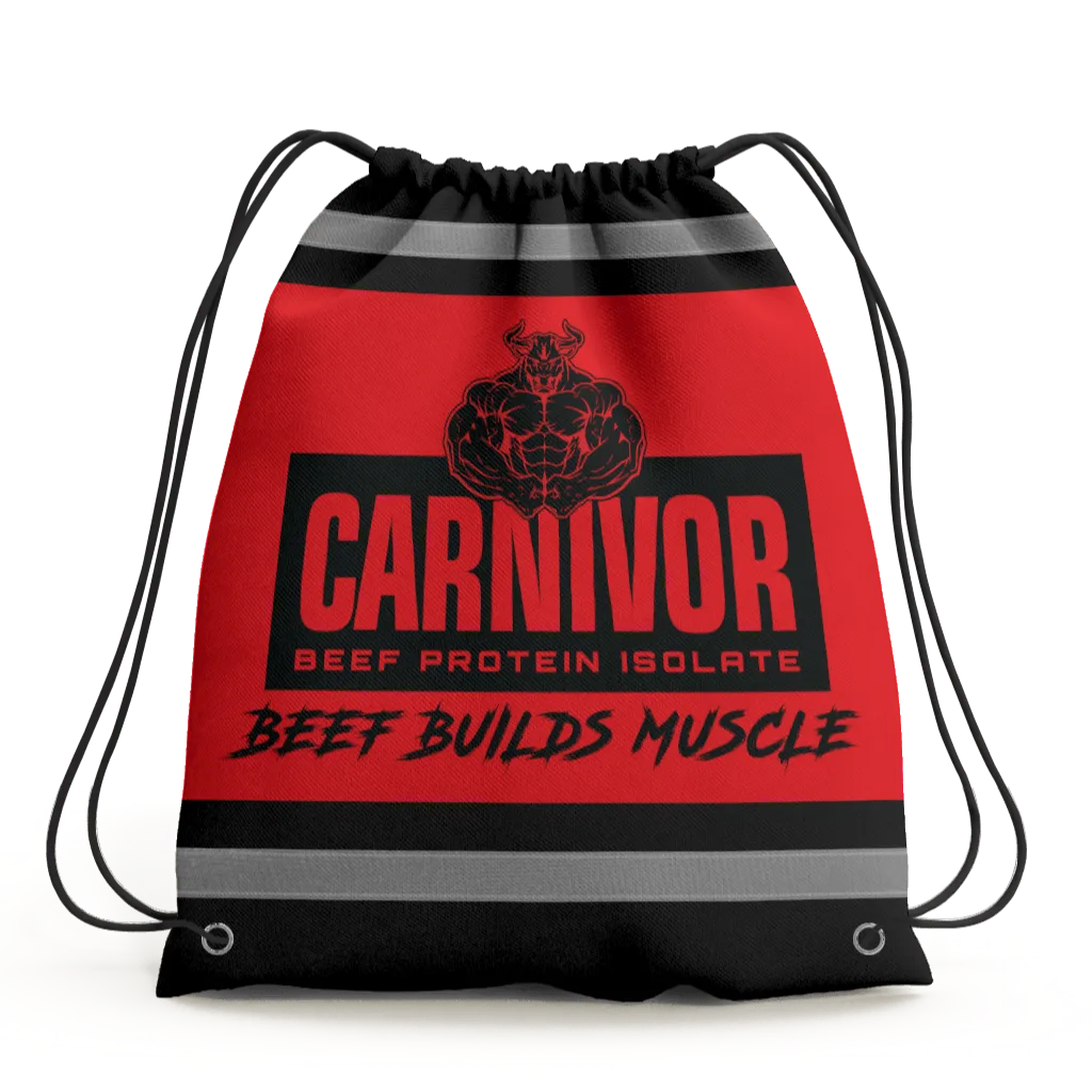 CARNIVOR "BEEF BUILDS MUSCLE" Drawstring Gym Bag