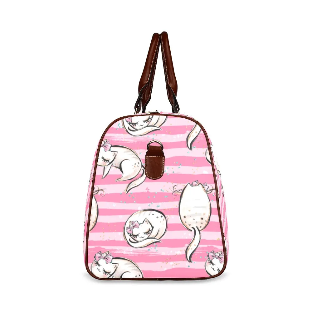 Cats Pink Waterproof Travel Bag/Small (Model 1639)