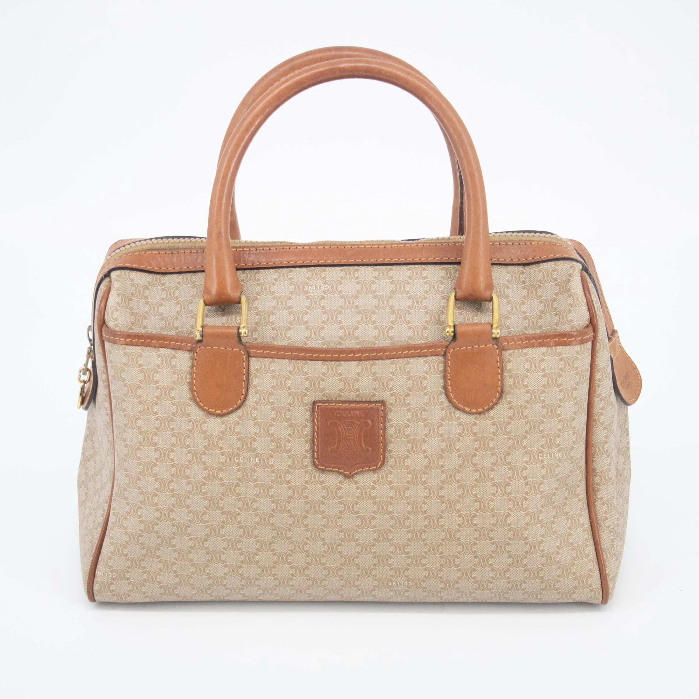 Celine Macadam Light Brown Mini Boston Bag #2202