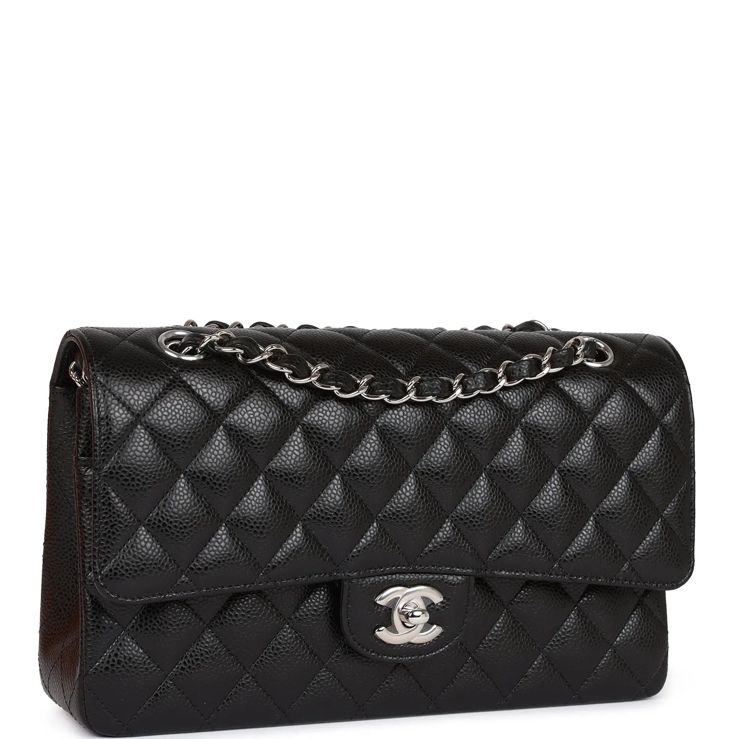 Chanel Medium Classic Double Flap Black Caviar Silver Hardware