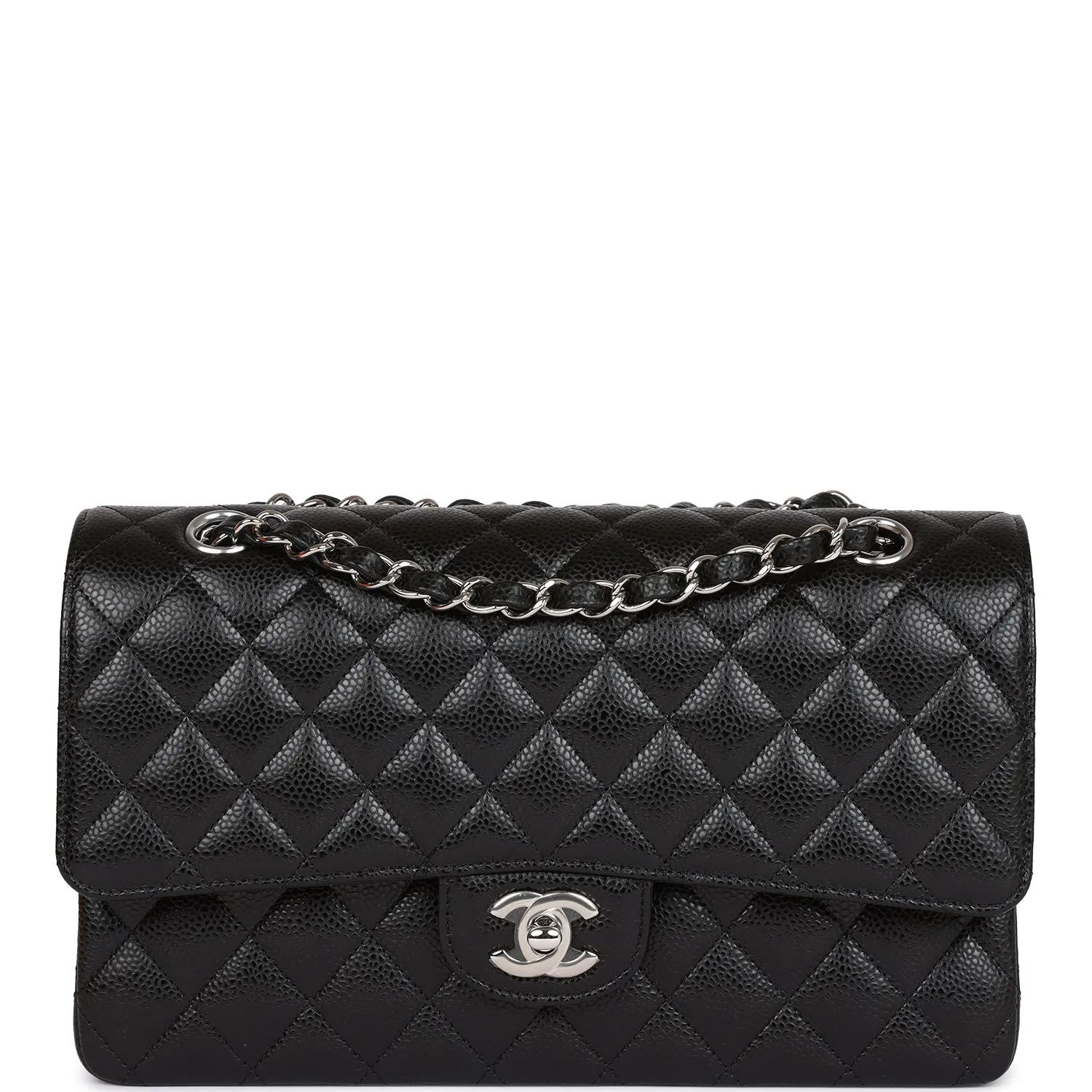 Chanel Medium Classic Double Flap Black Caviar Silver Hardware