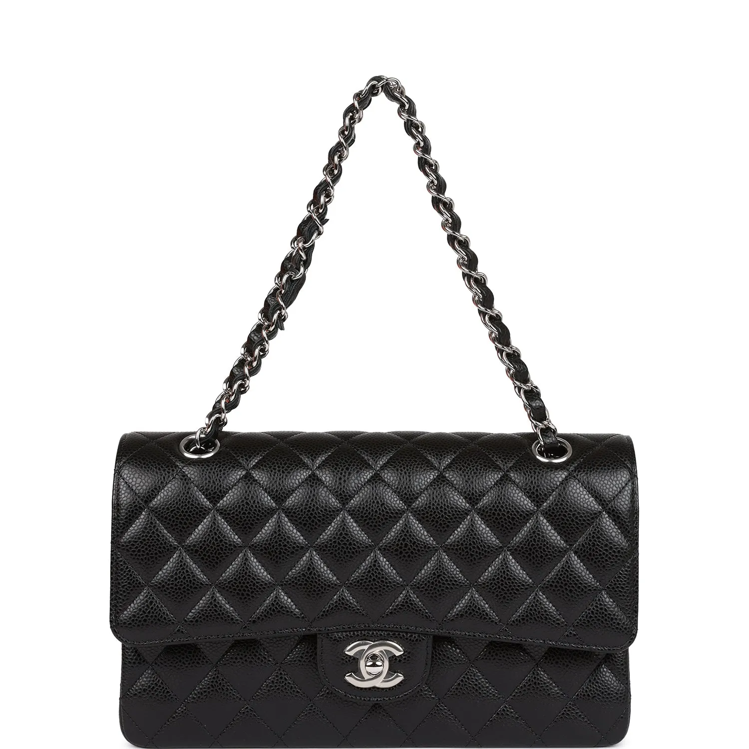 Chanel Medium Classic Double Flap Black Caviar Silver Hardware