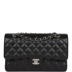 Chanel Medium Classic Double Flap Black Caviar Silver Hardware