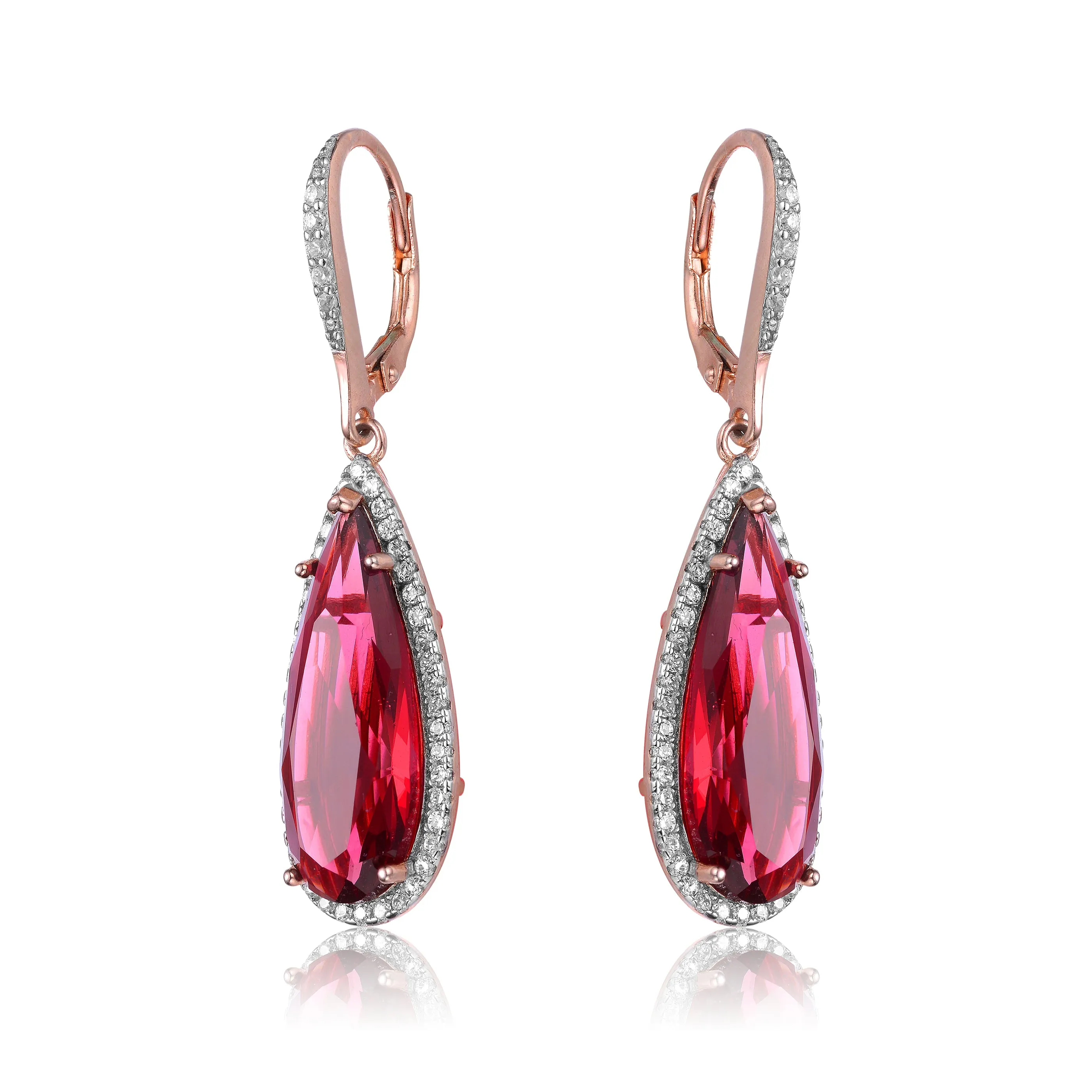 Charlotte Morganite Pear Cubic Zirconia Drop Earrings