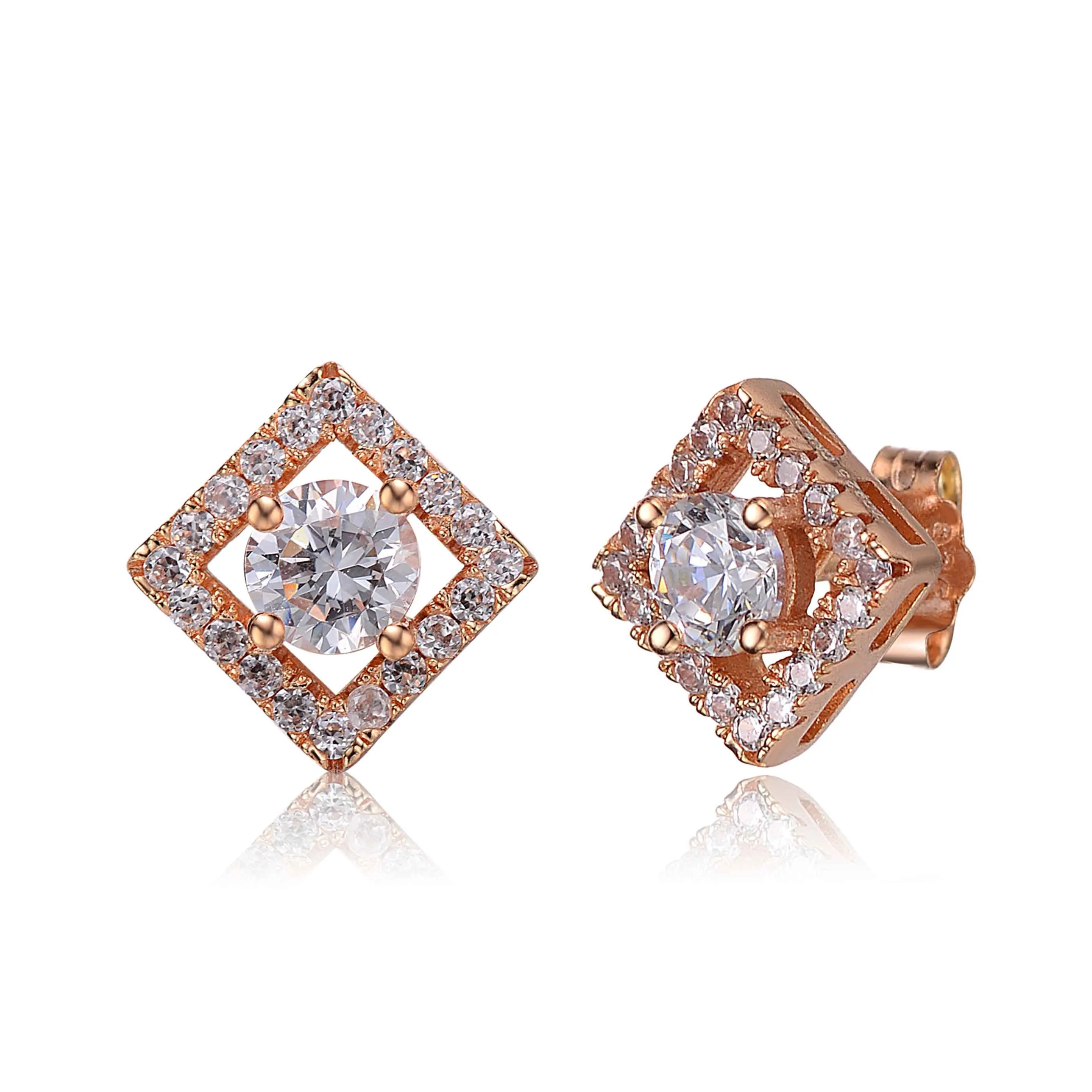 Charlotte Round Stud Outlined Square Shape Earrings