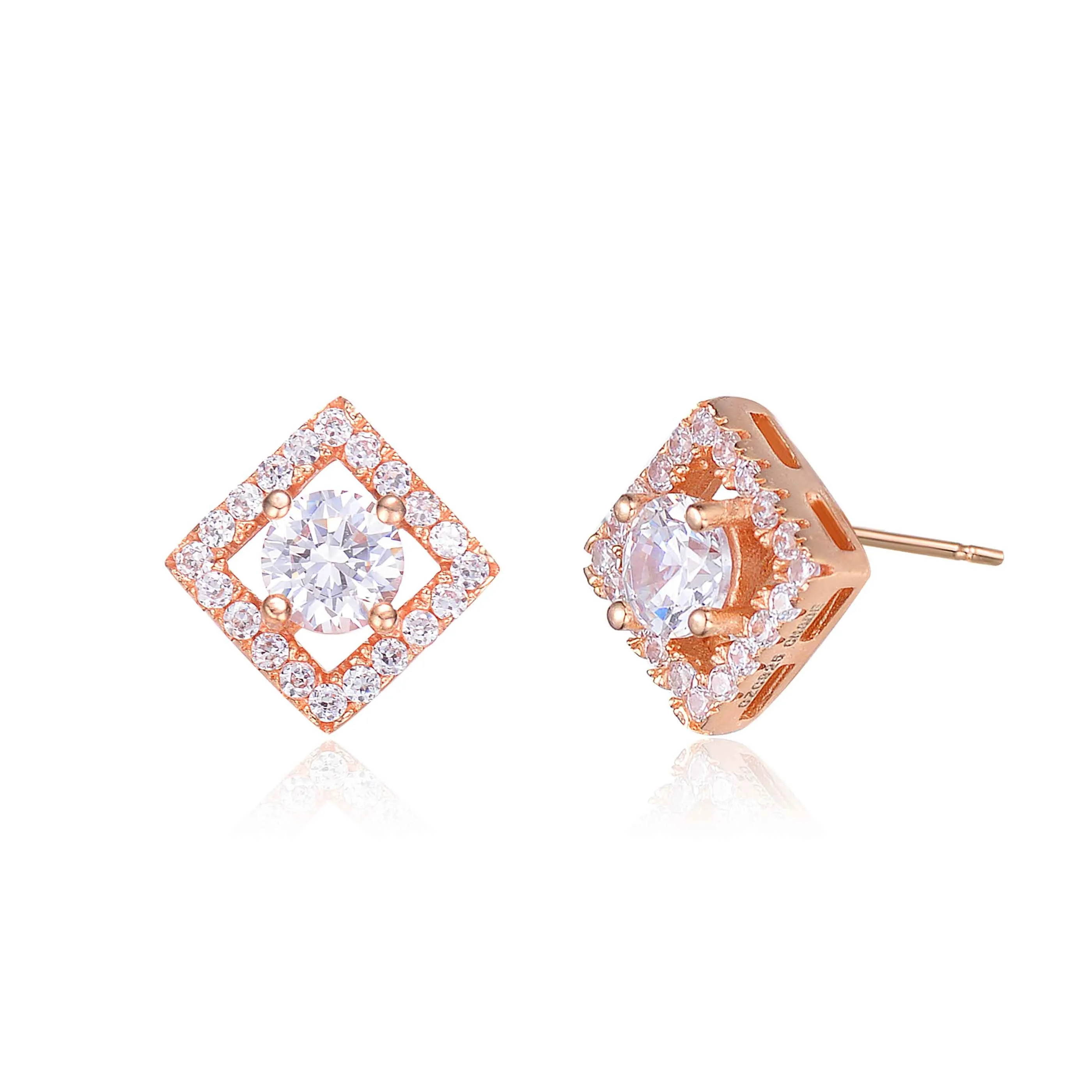 Charlotte Round Stud Outlined Square Shape Earrings