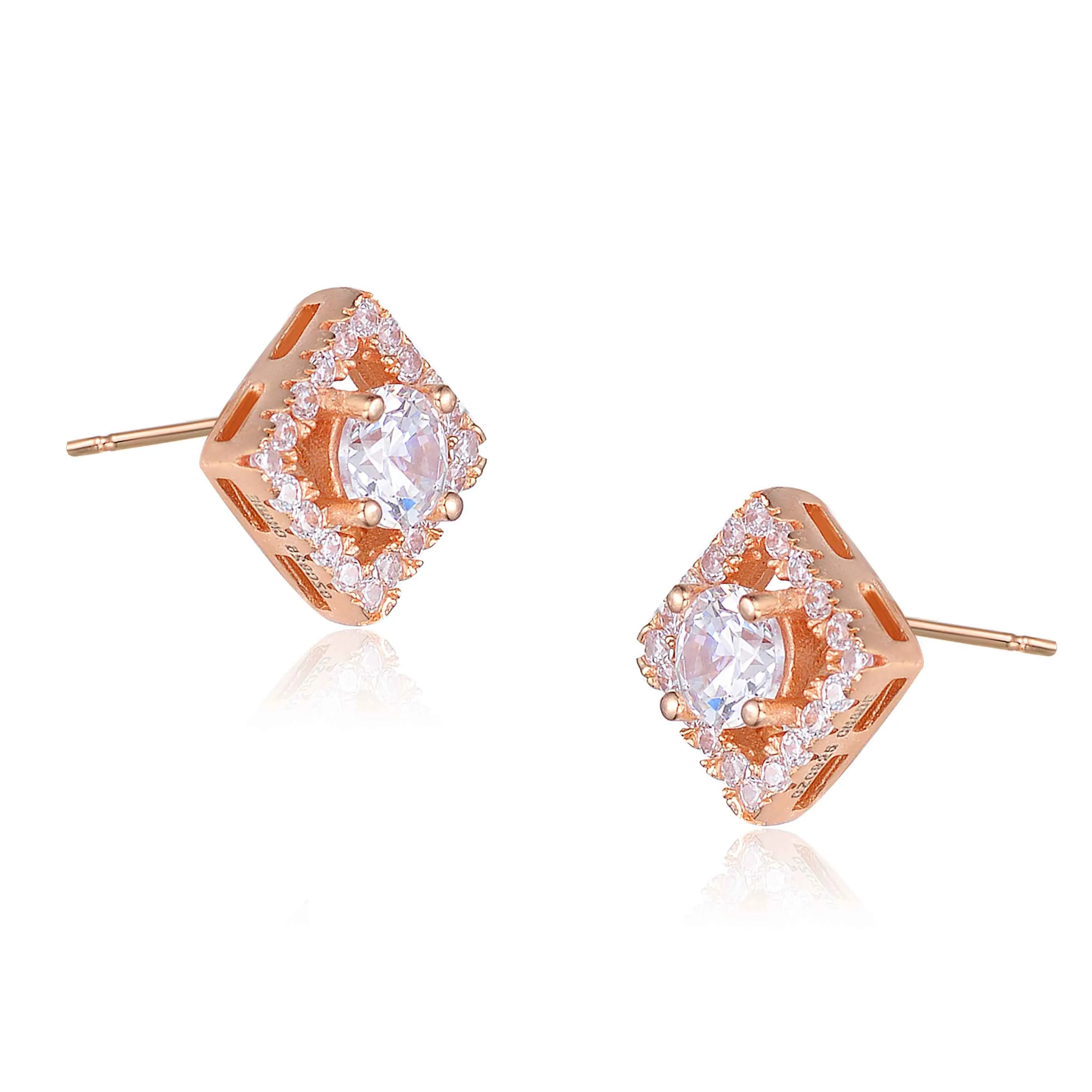 Charlotte Round Stud Outlined Square Shape Earrings