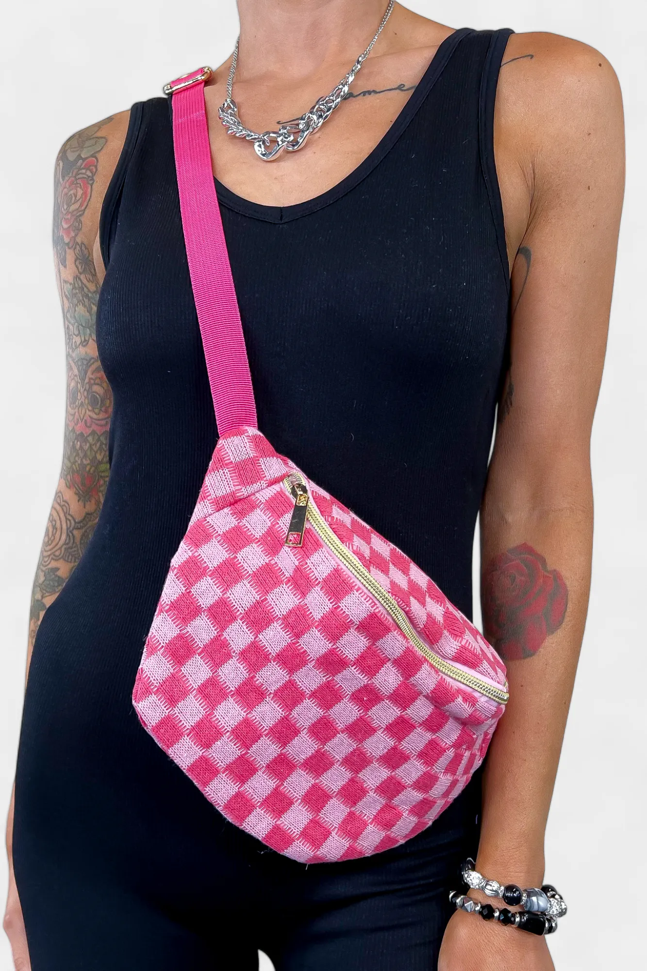 Checkered Crossbody Sling Bag