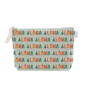 Christmas Aloha Blue Green Cosmetic Bag, Large