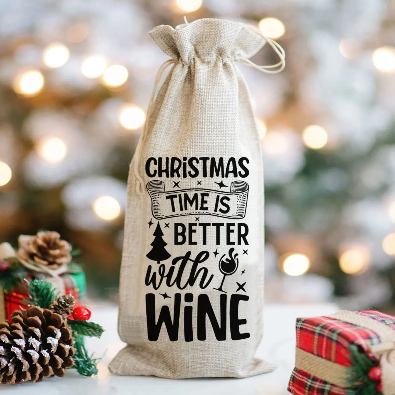 Christmas Time Is Better With Wine - Wine Bag