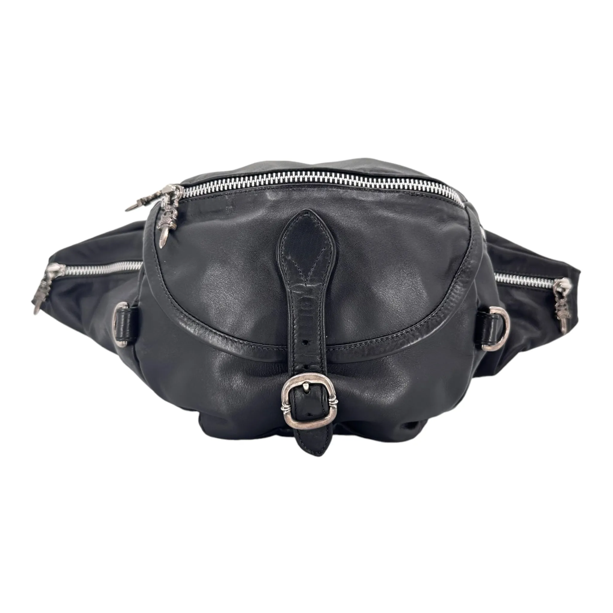 Chrome Hearts Snat Leather Waist Bag Black (Large)