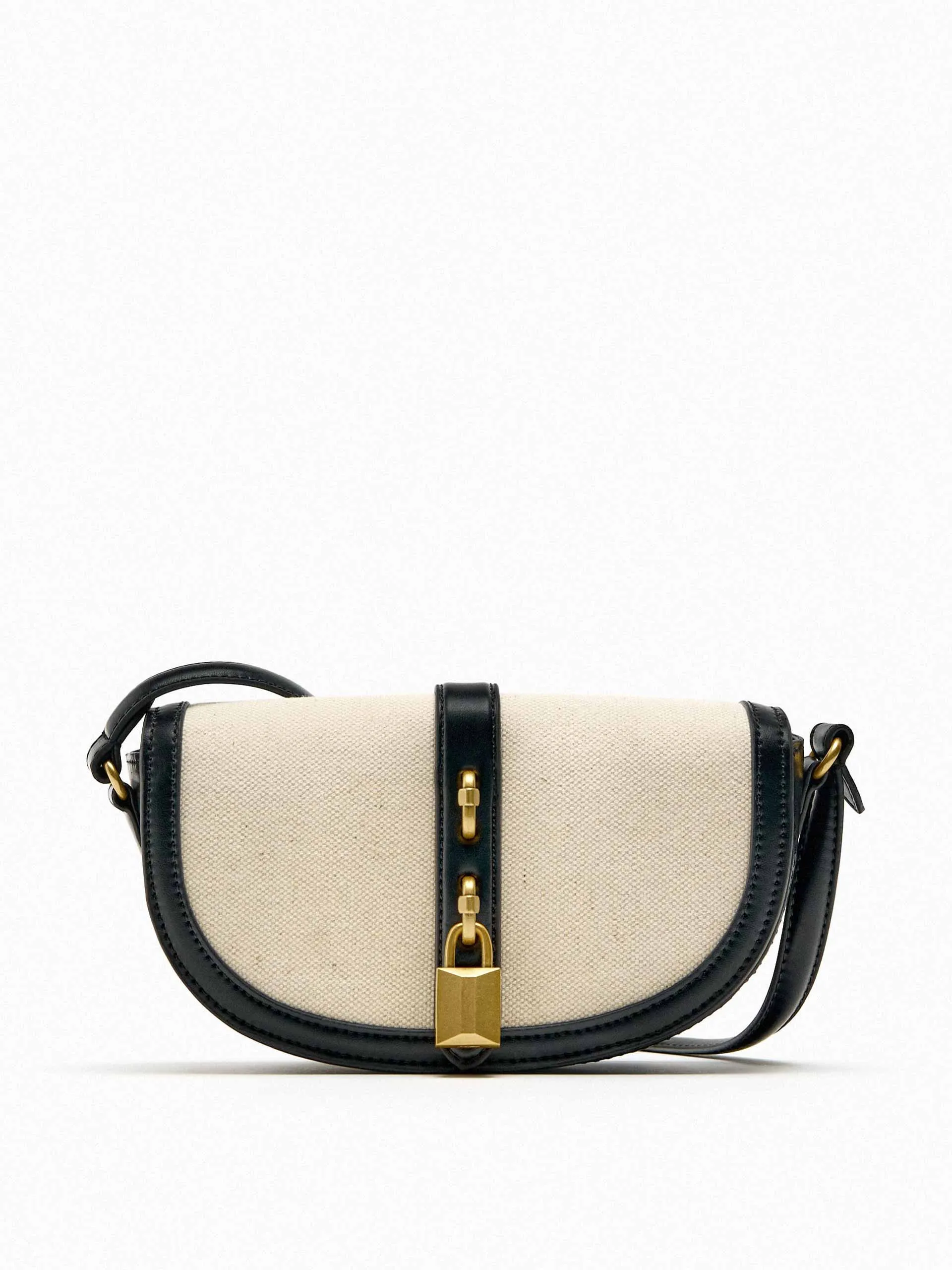 Cream and black contrast crossbody bag