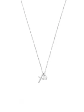 Cross & Heart Pendant Necklace | Silver