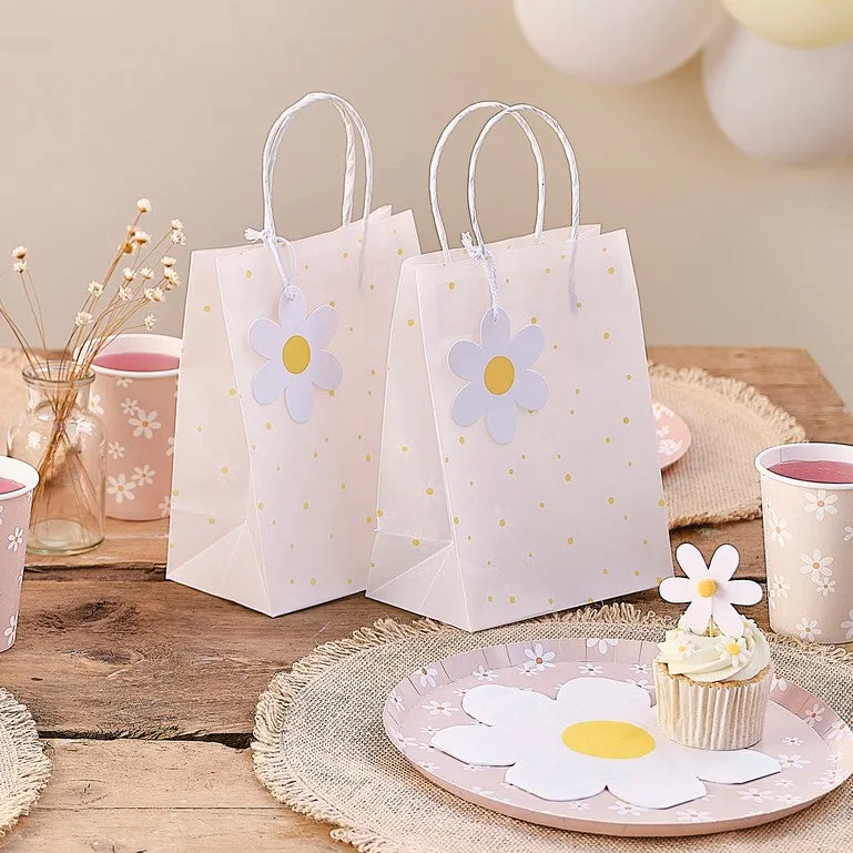 Daisy Print Party Bags with Tags - Pack of 5