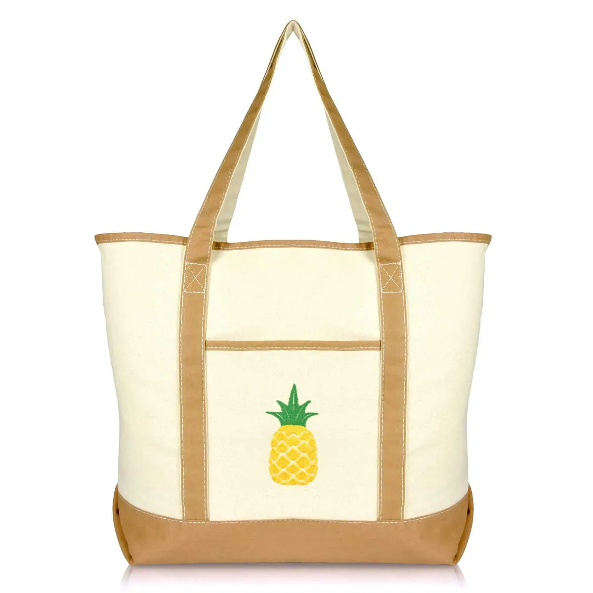 Dalix Tote Bag Reusable Grocery Natural Canvas Fruits