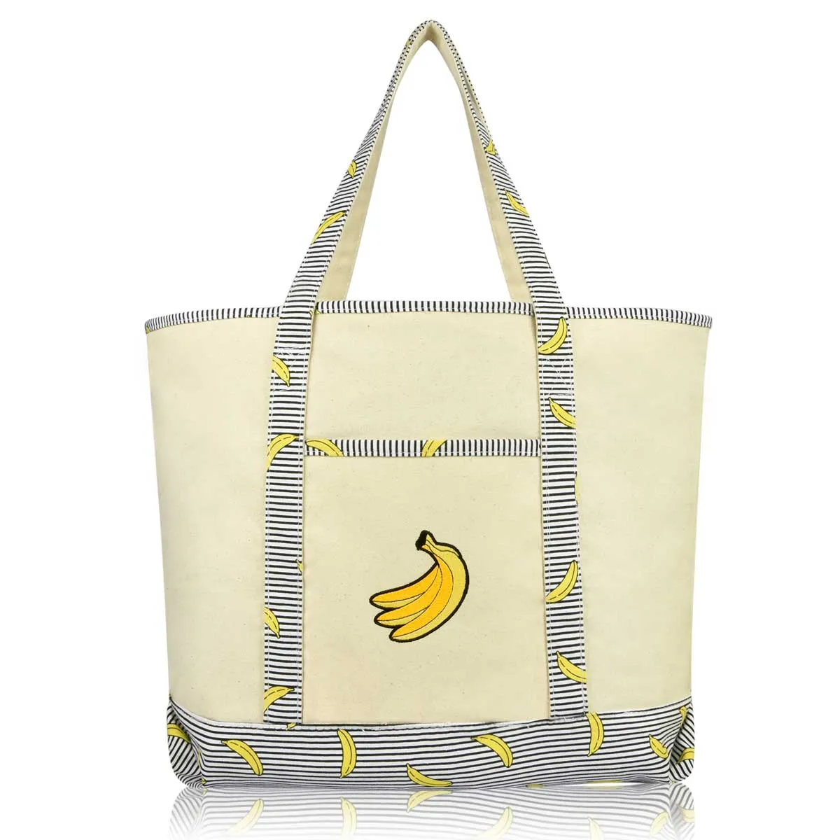 Dalix Tote Bag Reusable Grocery Natural Canvas Fruits