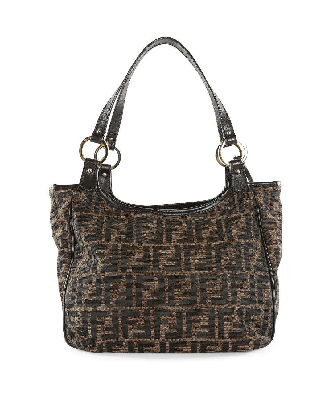 FENDI Brown FF Zucca Canvas & Leather Chef Tote Bag