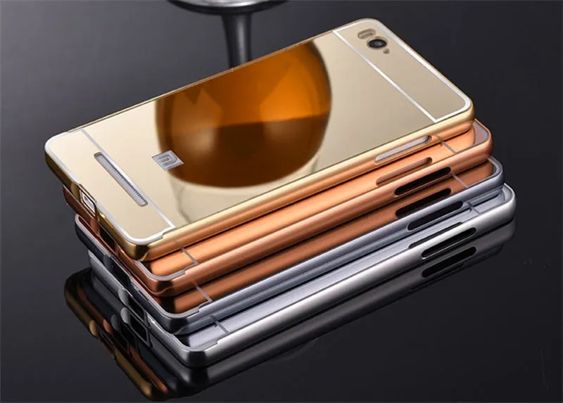 For Xiaomi Mi 4c Case Luxury Mirror PC Back Cover For Xiaomi Mi 4c 4i Metal Aluminium Bumper Case For Xiaomi Mi4c 5.0" Phone Bag