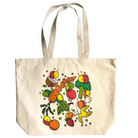 fruits and veggies XL grocery tote bag