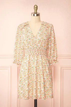 Gabriella | Short Floral Dress w/ 3/4 Sleeves