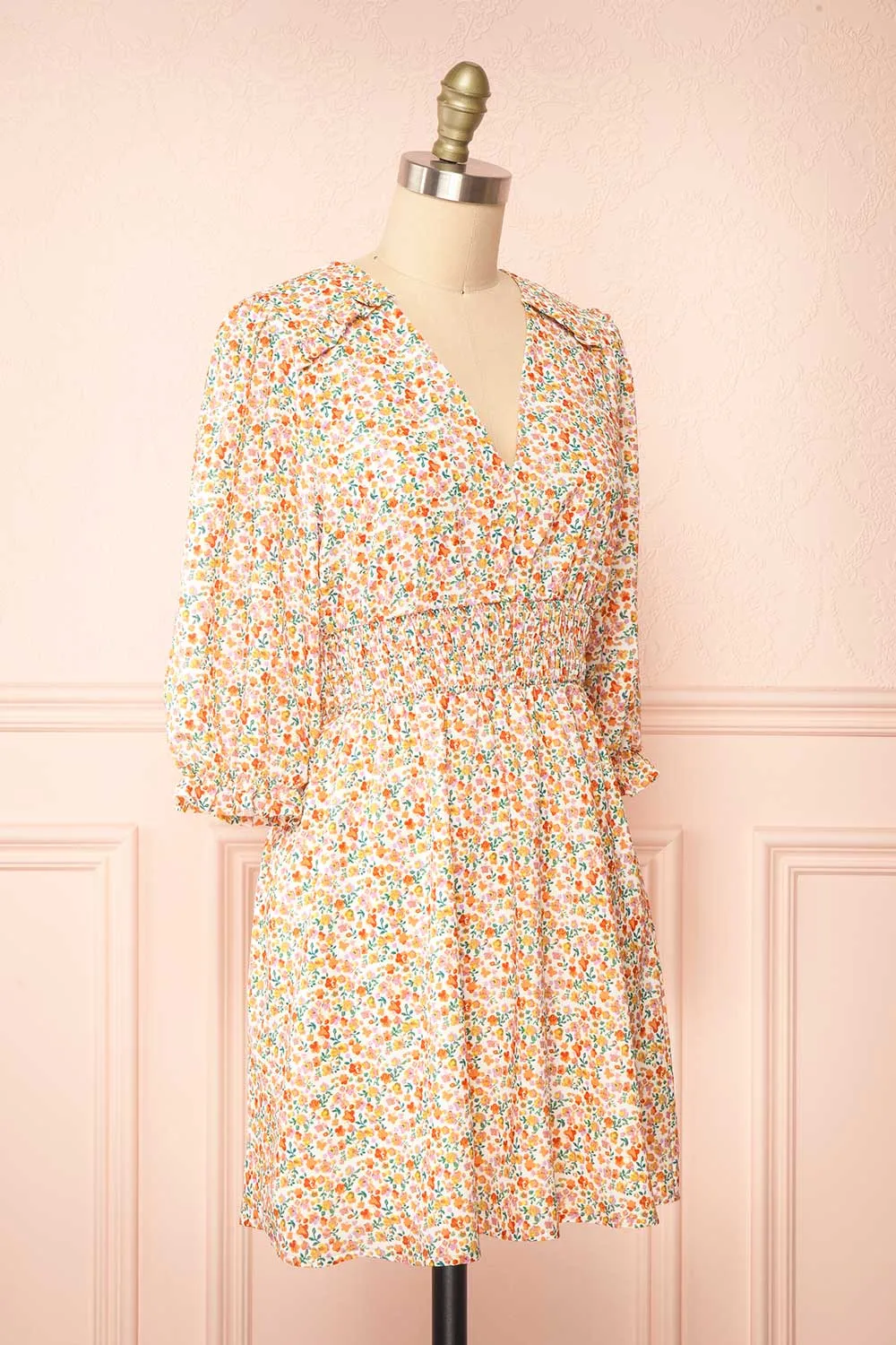 Gabriella | Short Floral Dress w/ 3/4 Sleeves