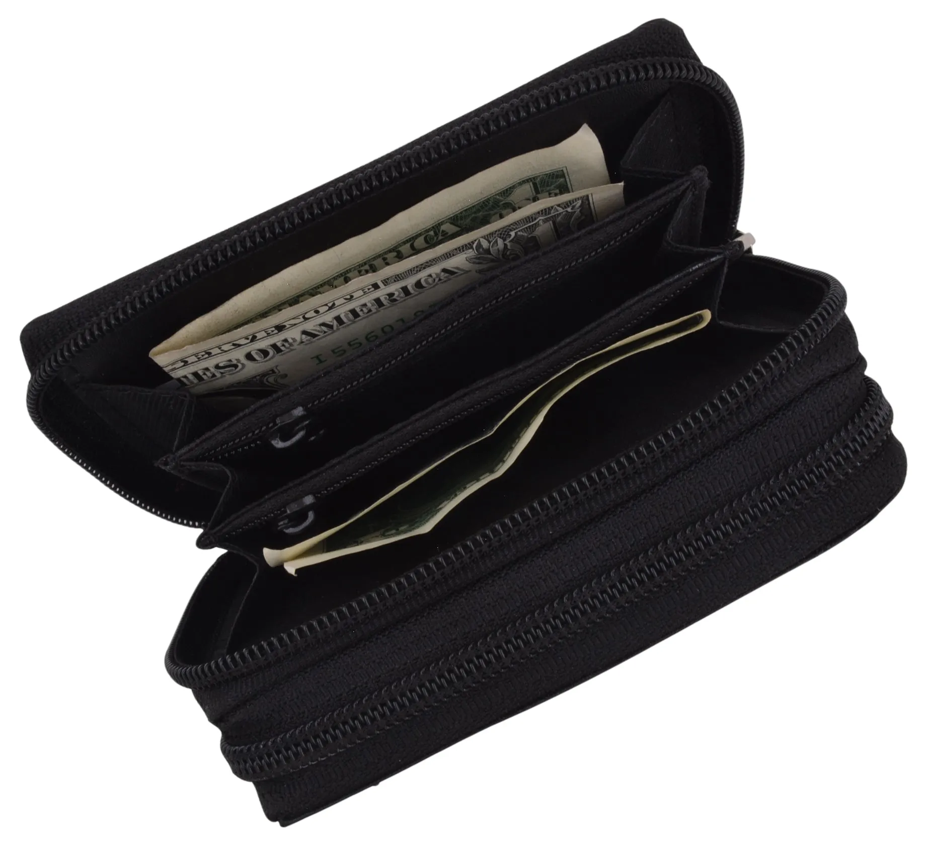 Genuine Leather Credit Card Wallet with Zipper Case Holder Security Travel RFID Blocking