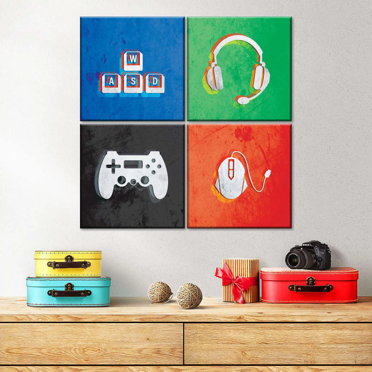 Glitch Style Gamer Essentials Wall Art