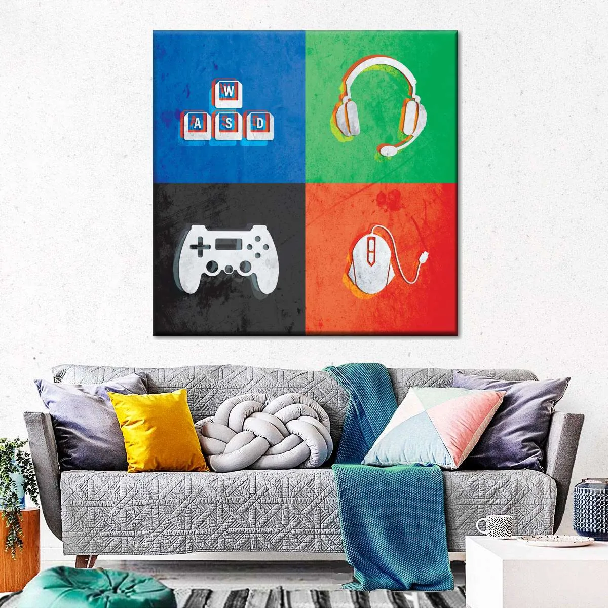 Glitch Style Gamer Essentials Wall Art