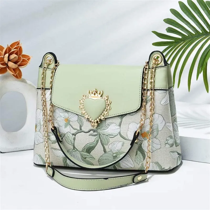 Green Heart Decor Flap Over Mini Crossbody Bag 8816-3