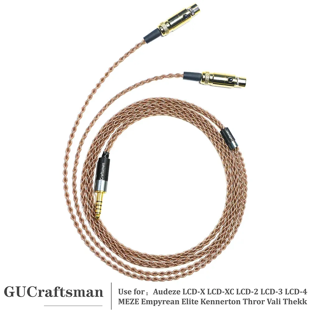 GUCraftsman 6N Single Crystal Copper Headphone Cables For Audeze LCD-X LCD-XC LCD-2 LCD-3 LCD-4