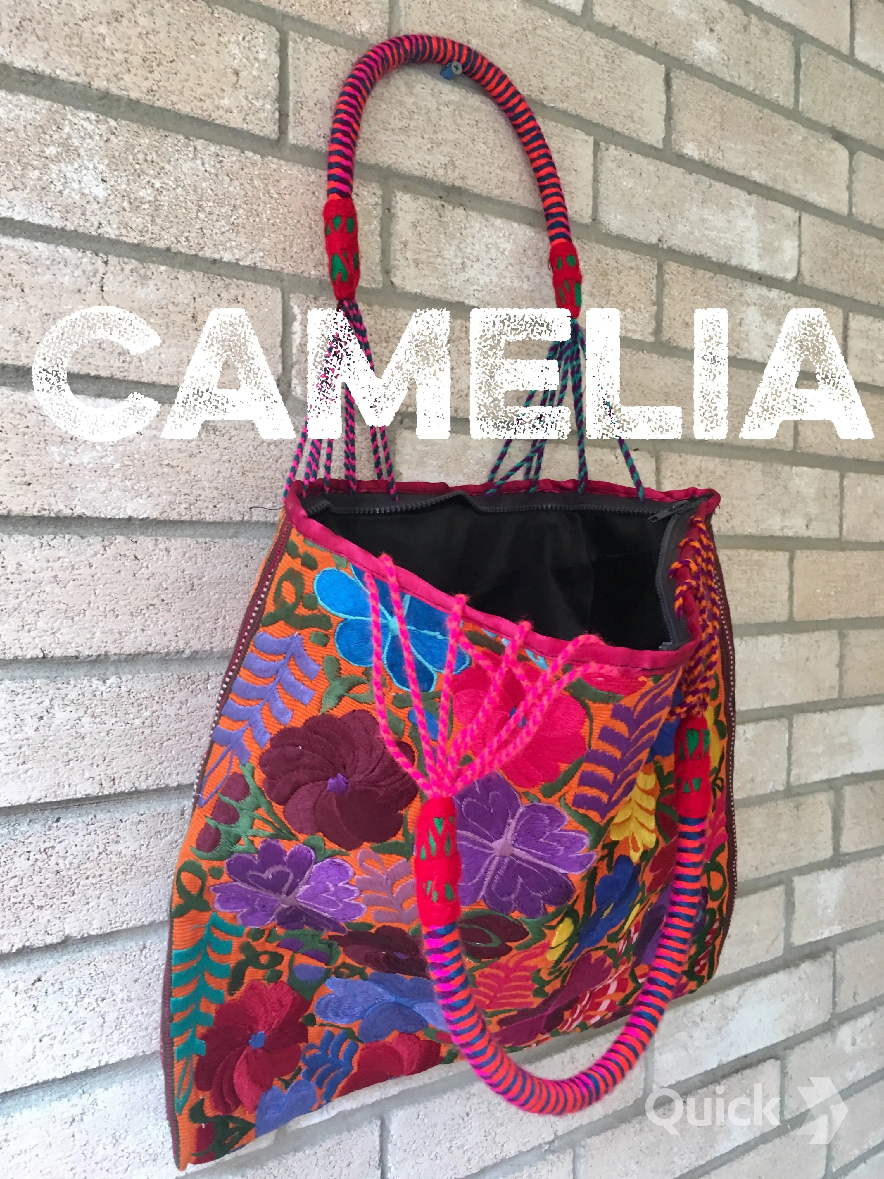 Hand Embroidered Mexican Tote Zinnia