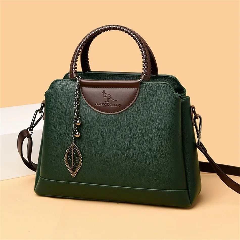 Leather Ladies Handbag with Ample Storage and Easy Zipper Closure