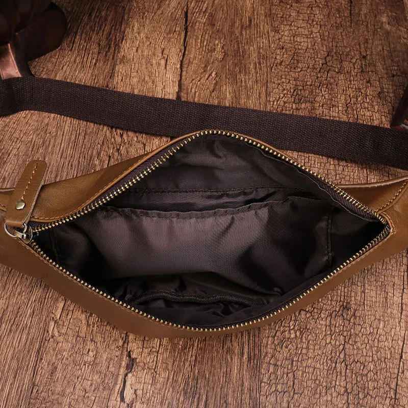 Leather men's cell phone belt bag