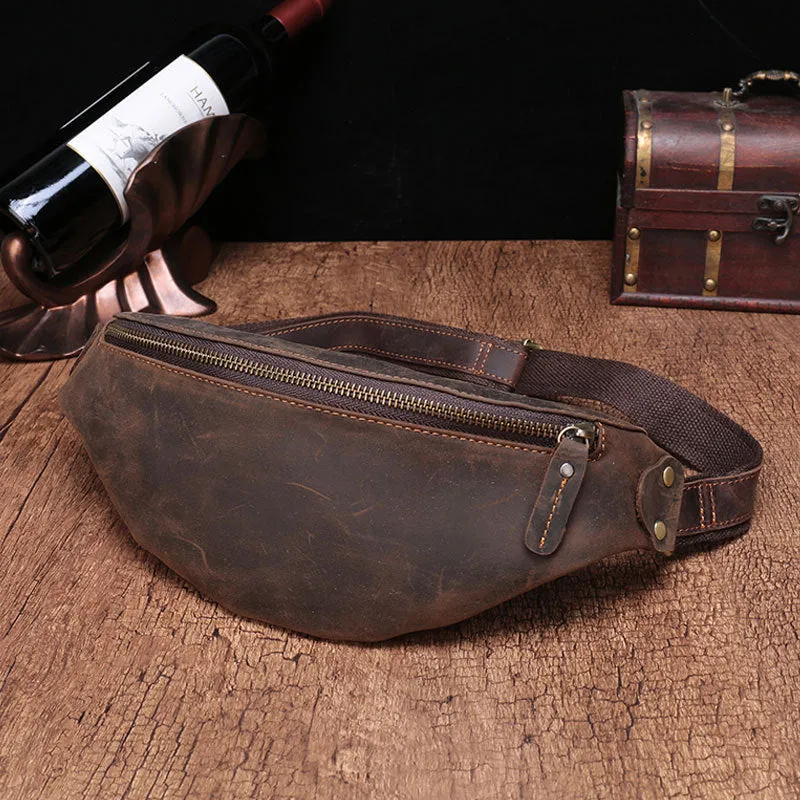 Leather men's cell phone belt bag