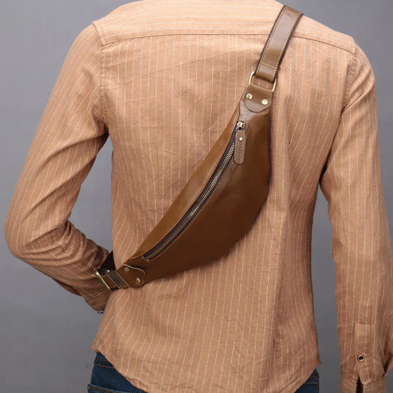 Leather men's cell phone belt bag