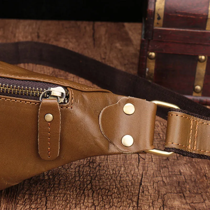 Leather men's cell phone belt bag