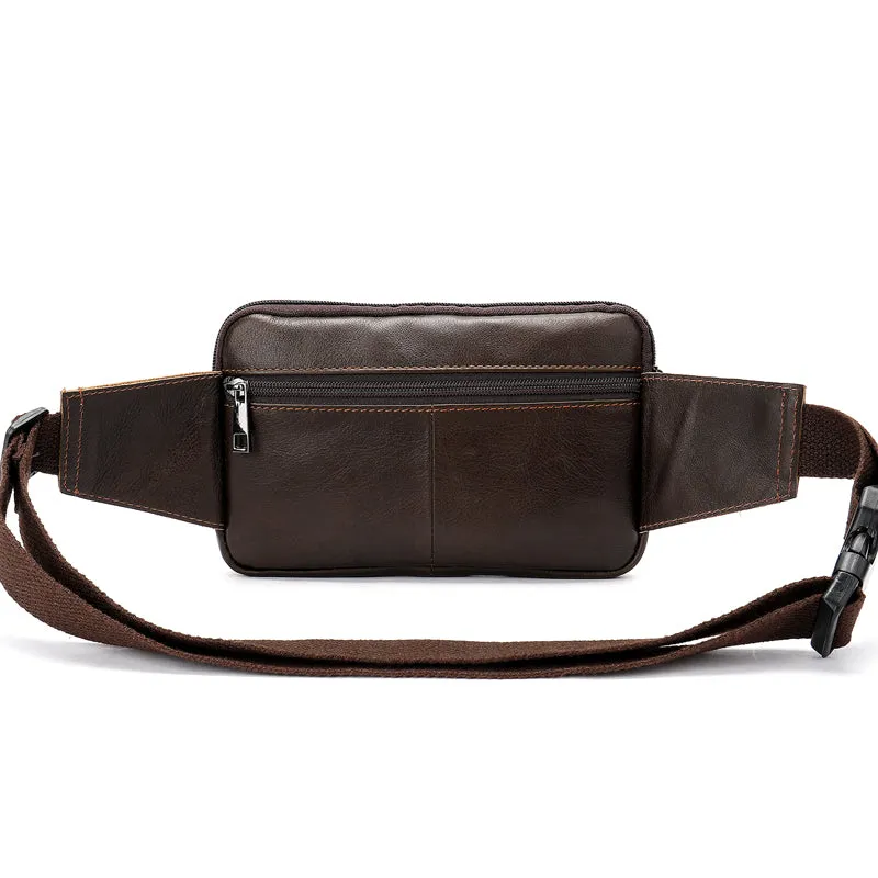 Leather Men's head leather waist bag