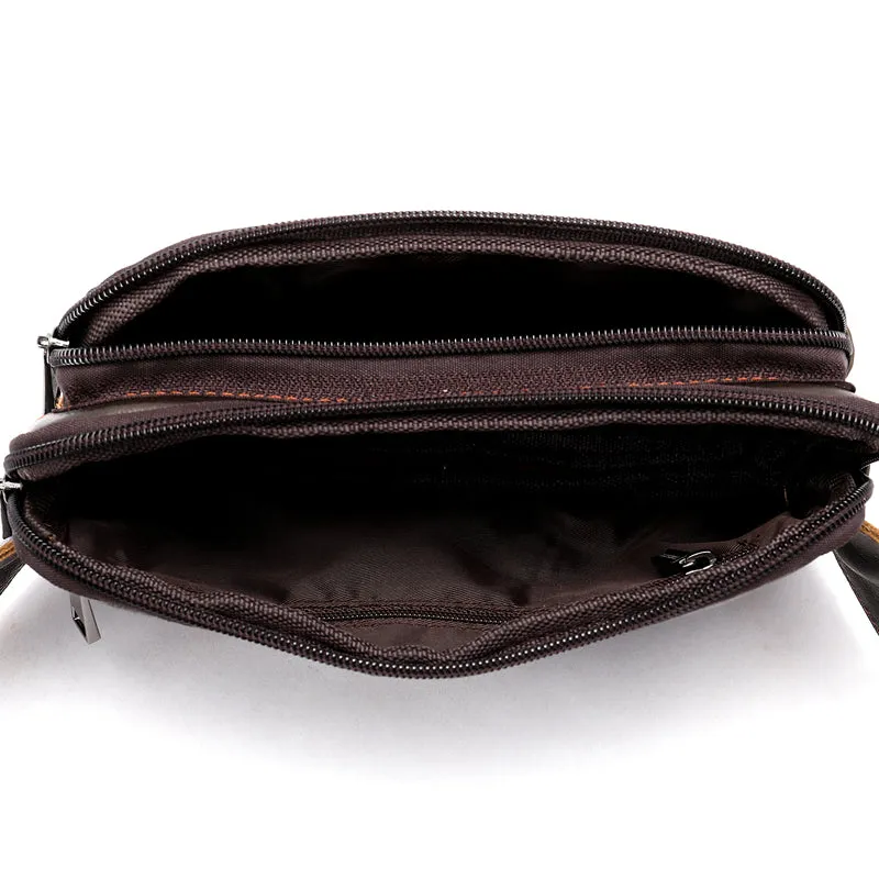 Leather Men's head leather waist bag